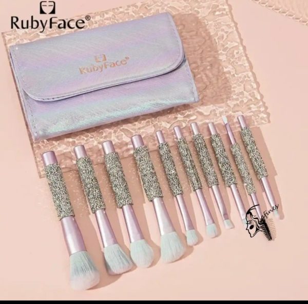 SET DE BROCHAS DIAMANTADAS C/ESTUCHE (10PCS) RUBYFACE AF50349 - Imagen 2