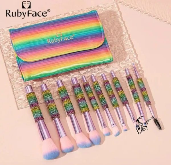 SET DE BROCHAS DIAMANTADAS C/ESTUCHE (10PCS) RUBYFACE AF50349 - Imagen 4
