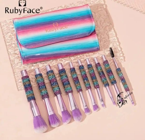 SET DE BROCHAS DIAMANTADAS C/ESTUCHE (10PCS) RUBYFACE AF50349 - Imagen 3